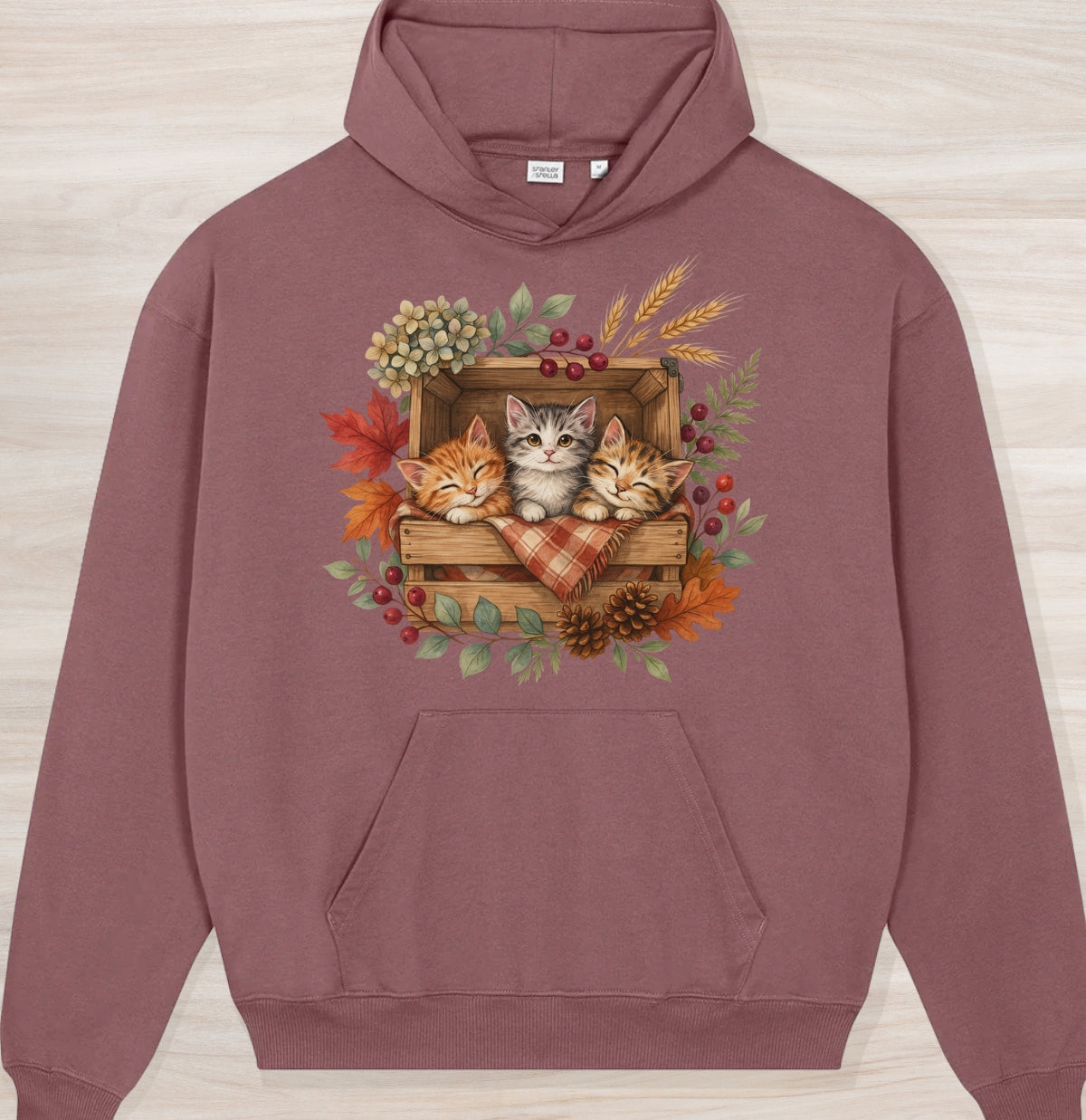 Fall Sleepy Kittens III Organic Oversized Hoodie