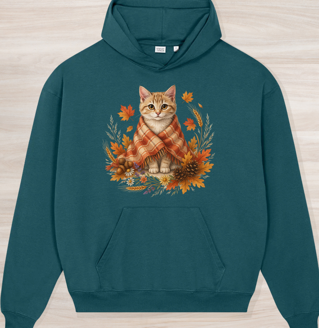 Fall Cozy Kitten Organic Oversized Hoodie