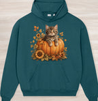 Fall Pumpkin Kitten Organic Oversized Hoodie
