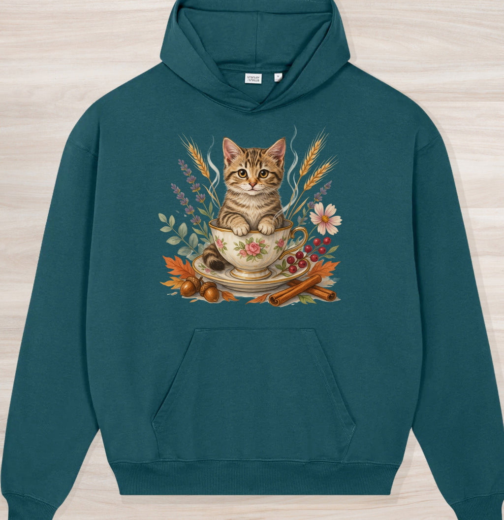 Fall Teacup Kitten Organic Oversized Hoodie