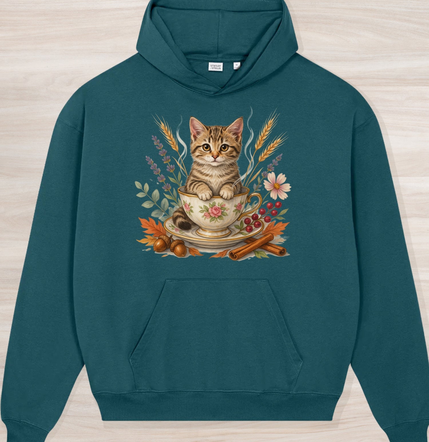 Fall Teacup Kitten Organic Oversized Hoodie