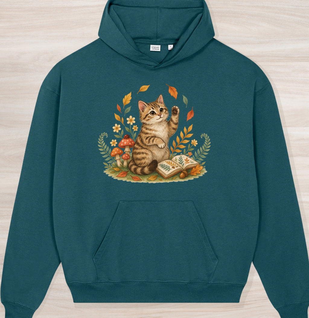 Fall Nature Kitten Organic Oversized Hoodie