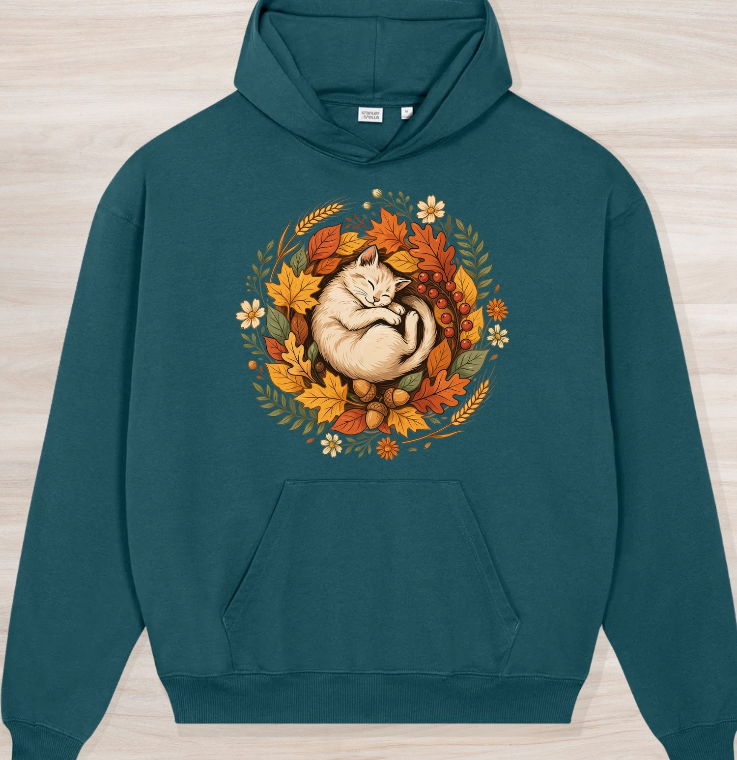 Fall Sleeping Cat Organic Oversized Hoodie