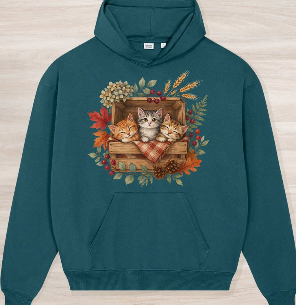 Fall Sleepy Kittens III Organic Oversized Hoodie