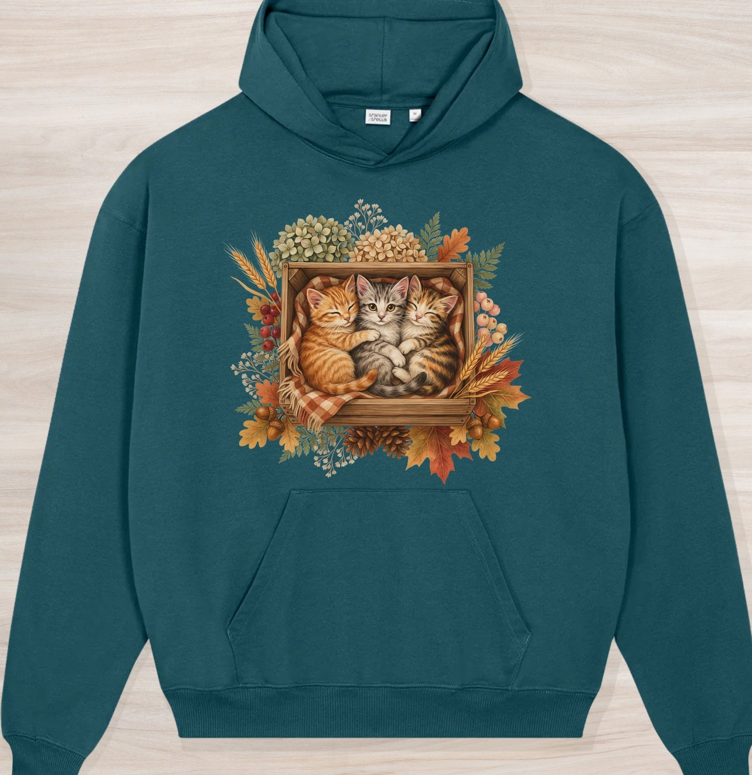 Fall Sleepy Kittens II Organic Oversized Hoodie