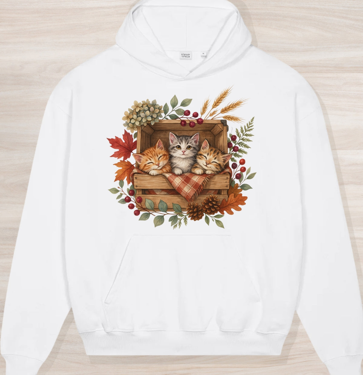 Fall Sleepy Kittens III Organic Oversized Hoodie