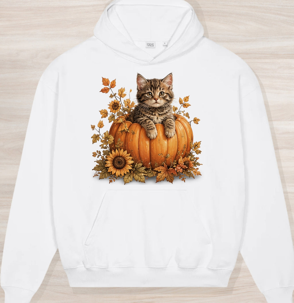 Fall Pumpkin Kitten Organic Oversized Hoodie