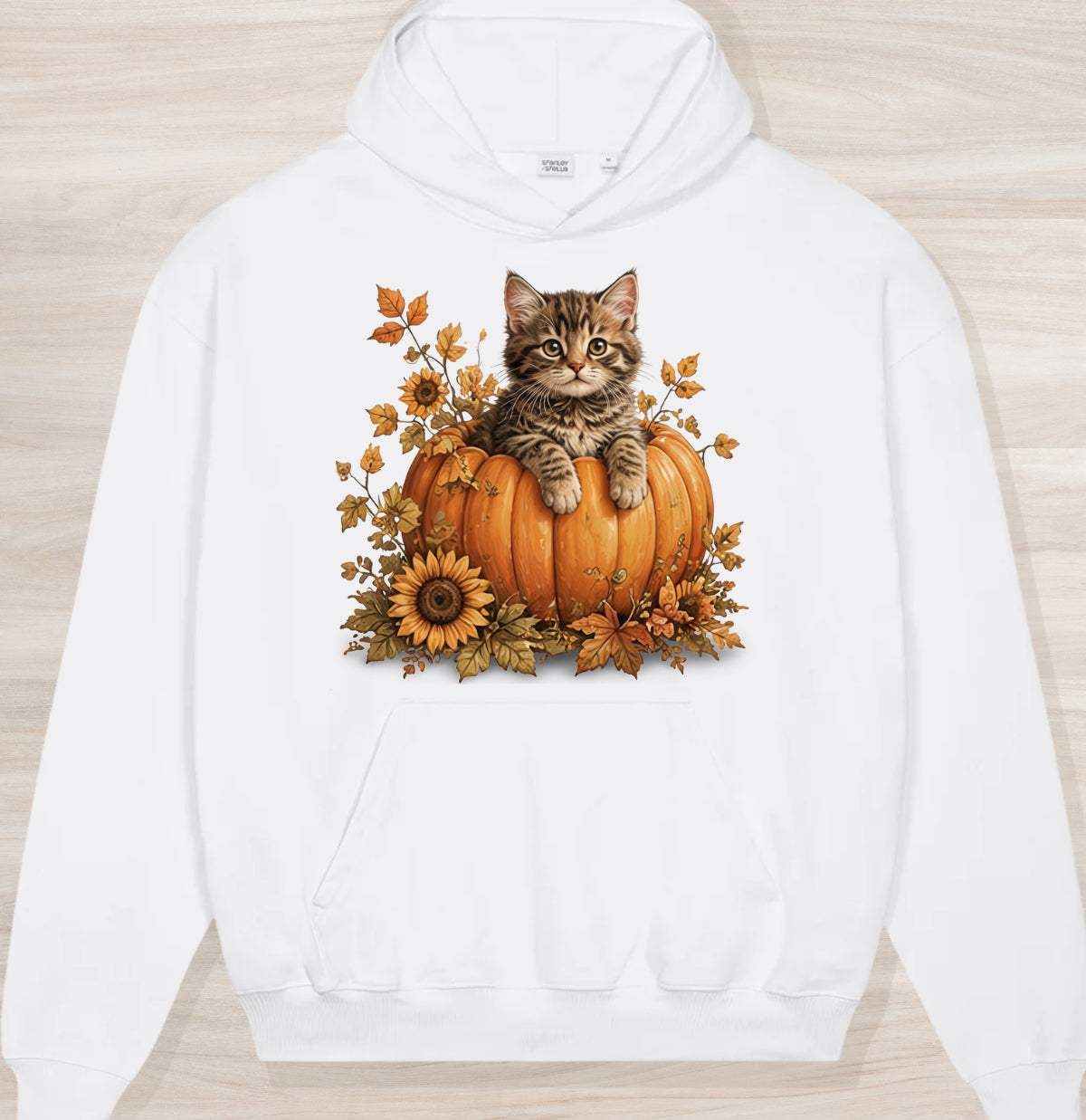 Fall Pumpkin Kitten Organic Oversized Hoodie